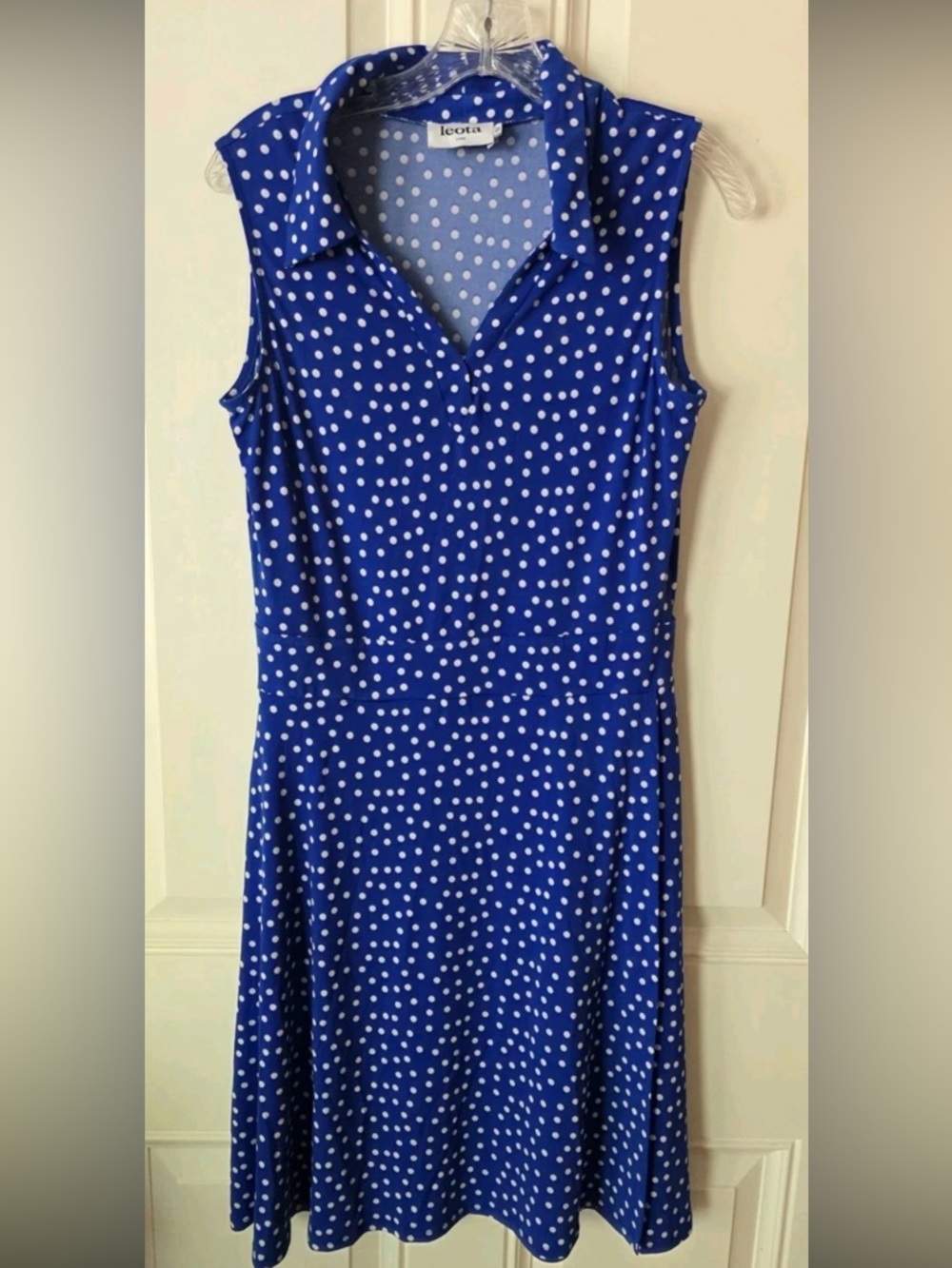 Leota Royal Blue Polka Dot Midi Dress